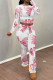 White Casual Print Patchwork O Neck Long Sleeve Two Pieces