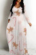 Light Pink Casual Print Basic V Neck Long Dresses