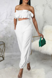 Purple Casual Solid Color Pocket Patchwork Backless Strapless Two Pieces