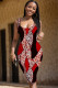 Red Casual Print Basic U Neck Vest Dresses
