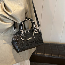 Black Street Solid Color Patchwork Zipper Bags