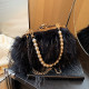 Black Casual Daily Solid Color Chains Bags