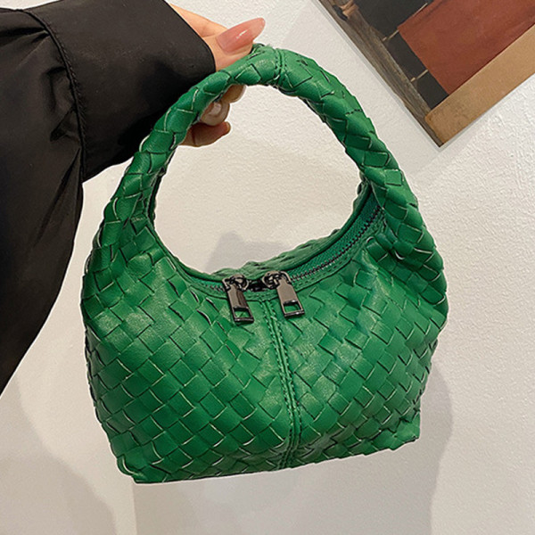 Green Casual Solid Color Patchwork Zipper Bags