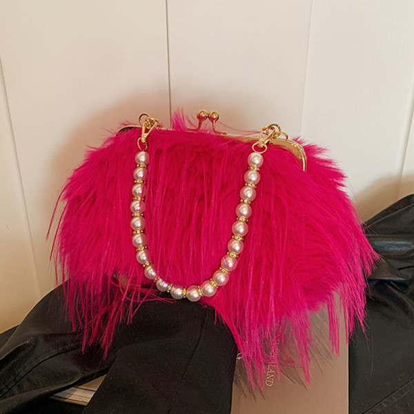Rose Red Casual Daily Solid Color Chains Bags