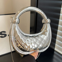 Silver Casual Daily Solid Color Chains Bags