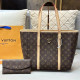 Apricot Brown Daily Vacation Letters Patchwork Contrast Bags