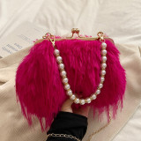 Pink Casual Daily Solid Color Chains Bags