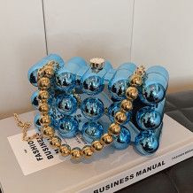 Blue Casual Solid Color Patchwork Chains Bags