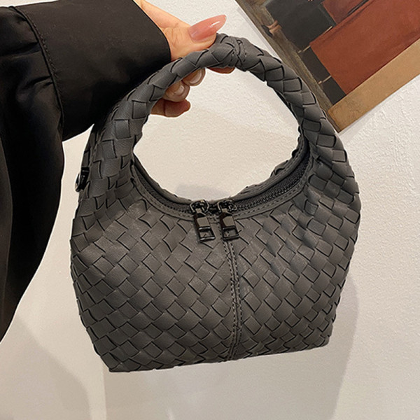 Grey Casual Solid Color Patchwork Zipper Bags