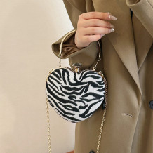 Black Daily Leopard Print Zebra Print Chains Rhinestone Decor Bags