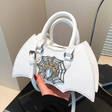 White Casual Patchwork Zipper Bags