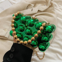 Green Casual Solid Color Patchwork Chains Bags