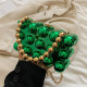 Green Casual Solid Color Patchwork Chains Bags