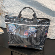 Black Casual Daily Newspaper printing Zipper Bags