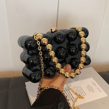 Black Casual Solid Color Patchwork Chains Bags