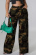 Camouflage Casual Camouflage Print Pocket Patchwork Loose Mid Waist Wide Leg Full Print Bottoms