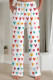 White Casual Print Pocket Patchwork Loose Mid Waist Conventional Full Print Bottoms