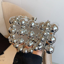 Silver Casual Solid Color Patchwork Chains Bags