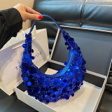 Silver Daily Solid Color Sequins Zipper Bags