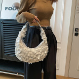 Silver Daily Solid Color Sequins Zipper Bags