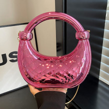 Pink Casual Daily Solid Color Chains Bags