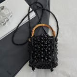 Cream White Casual Daily Patchwork Pearls Decor Bags