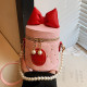 Pink Casual Daily Bow Patchwork Pearls Decor Zipper Bags