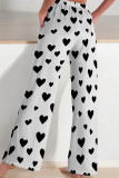 Purple Casual Print Pocket Patchwork Loose Mid Waist Conventional Full Print Bottoms