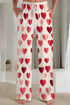 Milky Casual Print Pocket Patchwork Loose Mid Waist Conventional Full Print Bottoms