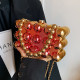 Gold Pink Casual Solid Color Patchwork Chains Bags