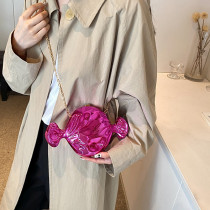 Rose Red Street Solid Color Chains Bags