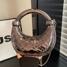 Grey Casual Daily Solid Color Chains Bags