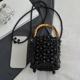 Cream White Casual Daily Patchwork Pearls Decor Bags