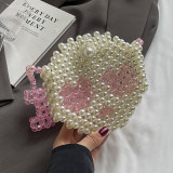 Cream White Casual Skull Head Weave Bags