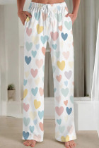 Multicolor Casual Print Pocket Patchwork Loose Mid Waist Conventional Full Print Bottoms