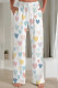 Multicolor Casual Print Pocket Patchwork Loose Mid Waist Conventional Full Print Bottoms