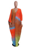 Orange Casual Gradient Cardigan Outerwear