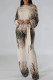 White Casual Print Patchwork Strap Design Oblique Collar Regular Jumpsuits