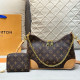 Brown Casual Daily Letters Patchwork Chains Zipper Contrast Bags