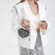 Black Daily Leopard Print Chains Pearls Decor Zipper Bags