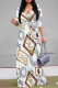 White Casual Street Cartoon Print Letters Lace Up V Neck Printed Dresses