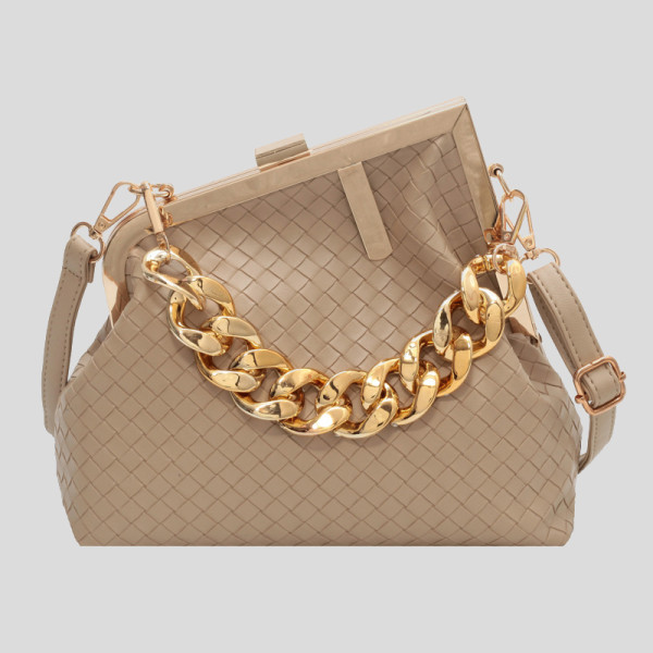 Khaki Daily Patchwork Chains Bags