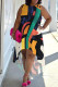 Multicolor Casual Print Patchwork O Neck Irregular Plus Size Dresses