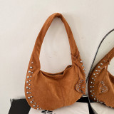 Coffee Daily Solid Color Rivets Patchwork Bags