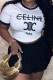 White Casual Letters Patchwork O Neck T-Shirts