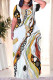 Multicolor Casual Flowers Splashed ink Chain print Contrast O Neck Printed Plus Size Dresses