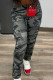 Camouflage Casual Camouflage Print Pocket Patchwork Regular Mid Waist Conventional Full Print Bottoms