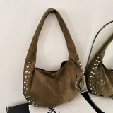 Coffee Daily Solid Color Rivets Patchwork Bags