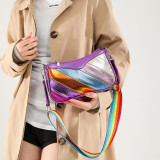 Purple Daily Colorblock Patchwork Zipper Bags