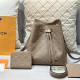 Khaki Casual Daily Letters Draw String Patchwork Embossed Bags